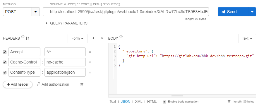 Webhook reindex trigger POST API example