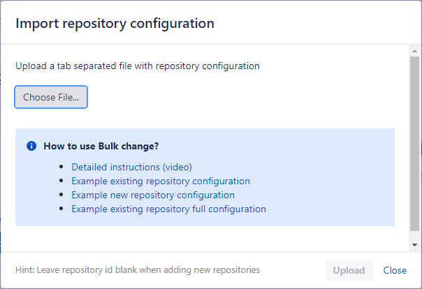 Bulk change import repository config