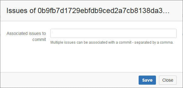 change commit issues dialog showing blank entry