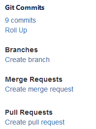 Jira Git Source Code panel - create pull/merge requests