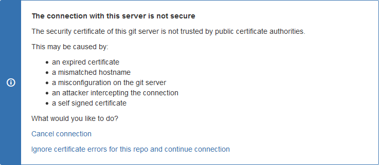 Git for Jira repository connection set sslVerify to false screen