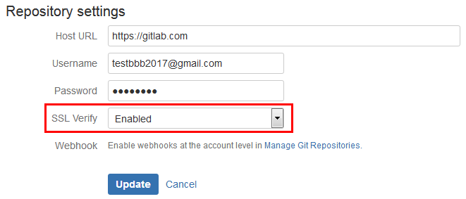 repository settings, ssl verify option