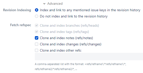 Advanced setup - Revision indexing and Fetch refspec settings