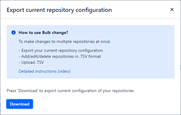 Bulk change export repository config