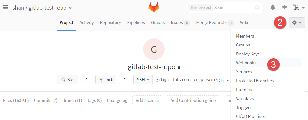 Gitlab webhooks setting